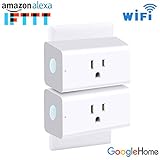2 Pack 16 Amp WIFI Mini Smart Plug, Wi-Fi Smart Socket,Smart Outlet Compatible with Amazon Alexa Google Home IFTTT No Hub Required Timing Function WiFi plug Control Your Electric Devices from Anywhere