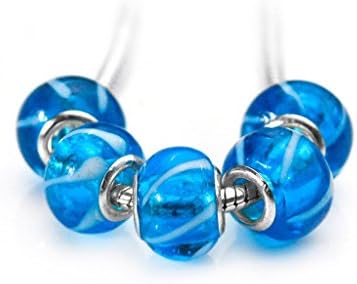 Freshheart 5pcs European Lampwork Murano Beads Fit Charm Bracelet Blue LB130