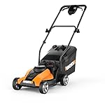 WORX 14-Inch 24-Volt Cordless Lawn Mower with Easy-Start Feature, Removable Battery, and Grass Collection Bag - WG775