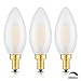 CRLight 6W Dimmable LED Candelabra Bulb 3200K Soft White, 60W Equivalent 600LM, E12 Base LED Chandelier Light Bulbs, B11 Frosted Glass Candle Torpedo Shape Bullet Top, Pack of 3