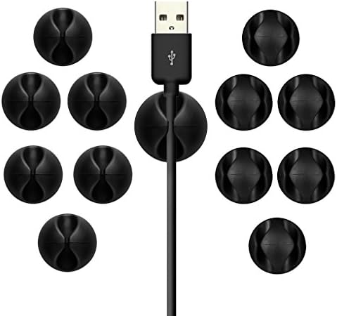 Multipurpose Wire Cable Management,Eternal Faith 12pcs Cable Clip Organizer Holder with 3M Adhesive Pad,Desktop Cable Organizer System for Office Home Game PC Charging,Mouse or USB cord Holder(Black)
