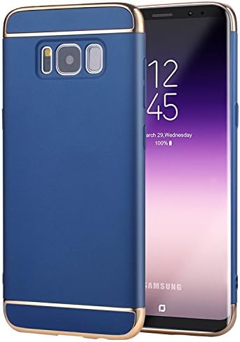 Galaxy S8 Case, Eunsoul 3 In 1 Ultra Thin and Slim Hard Case Coated Non Slip Matte Surface with Electroplate Frame for Samsung Galaxy S8 Case (5.8'')(2017) -- (Navy Blue &amp; Gold)