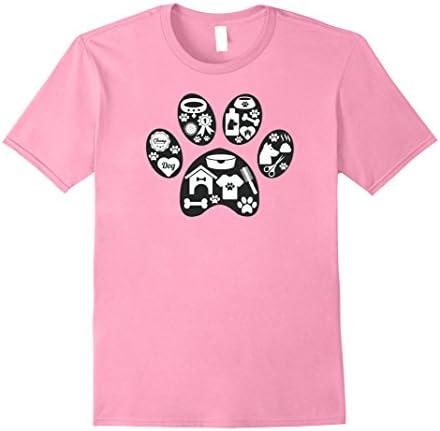 Men's Dog Paw Print T-Shirt for Canine, Puppy, Animal Lovers Large Pink