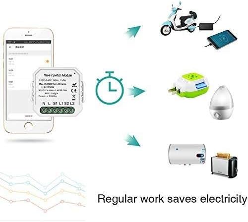 YELLAYBY Proteccin de circuitos Wi Fi Inteligente Interruptor de la luz del Interruptor de Bricolaje Smart Module VidaTuya aplicacin de Control Remoto Trabajar por Alexa Echo Inicio 2 Alturas 2