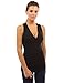 PattyBoutik Women V Neck Ruched Side Tank Top (Black X-Large)