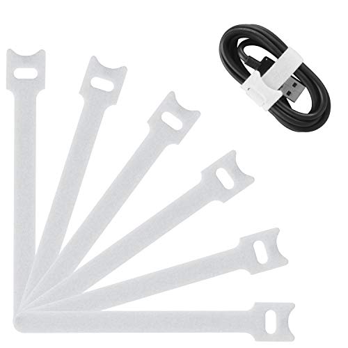 100pcs Reusable Fastening Cable Ties 6 Inch Adjustable Cord Ties Adjustable Fastener Cable Strap Hook and Loop Cord Ties, White HG467