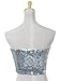 Anna-Kaci Womens Shiny Sequin Party Cropped Strapless Bandeau Stretch Tube Top, Silver, Large/X-Large