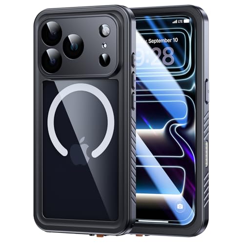 Lanhiem Magnetic for iPhone 17 Pro Case, IP68 Waterproof Dustproof Case, Compatible with MagSafe, Built in Screen Protector, Camera Protection, Full Body Heavy Duty Phone Case 6.3'' (Gray)
