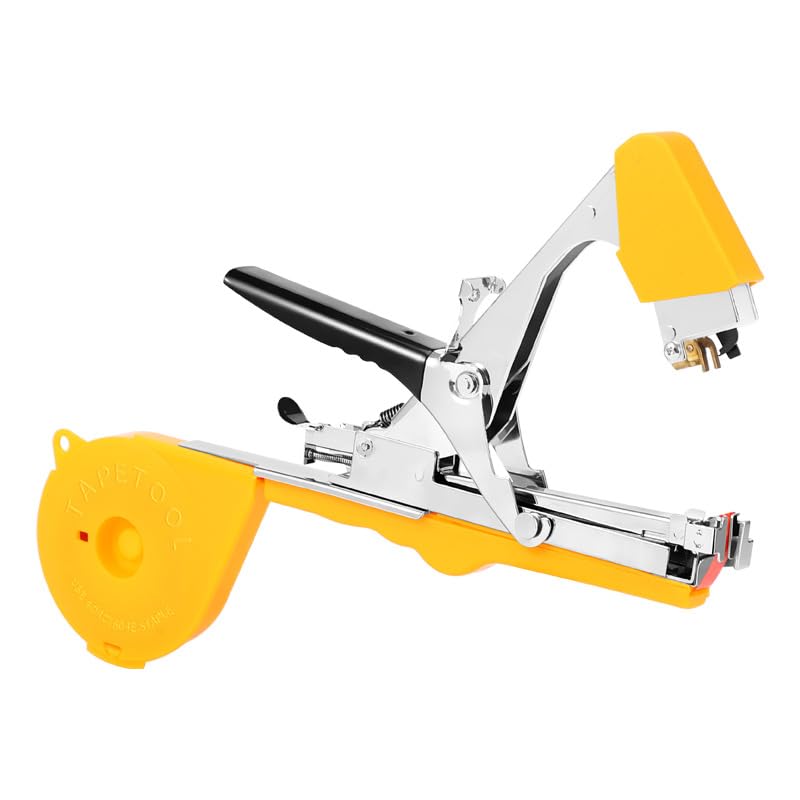 Plant Tie Machine, Plant Tying Machine Garden Plant Tape Tool, Plant Vine Tying Machine Hand Tying Binding Machine Agriculture Tool for Vegetable Grape Tomato Cucumber Flower,Yellow