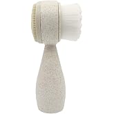 Lindo Eco Clean Face Brush (Mini Beige) | Dual-Sided Manual, Exfoliating, Eco-Friendly, Handle Made of Natural Plant Fibers, Vegan, For Deep Cleansing, Flat Base