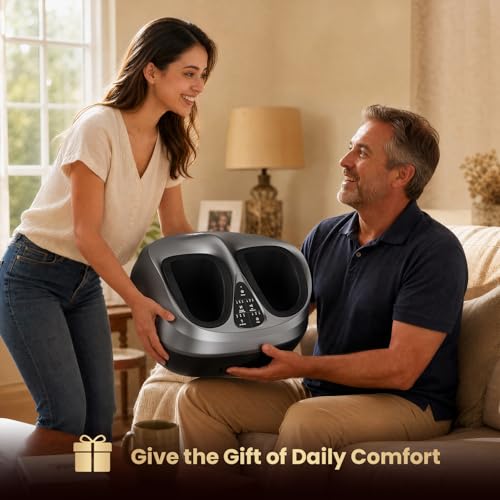 BOB AND BRAD Shiatsu Foot Massager with Heat and Remote, Deep Kneading Massage for Standing Worker, Fits up to Size US 14, 3 Heating Levels, 3 Adjustable Modes & Compression for Mom Dad Senior