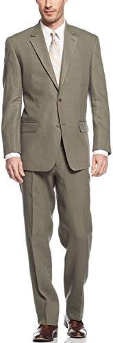Michael Kors Olive 100% Linen Two Button Flat Front New Mens Suit Set (38R 31W)