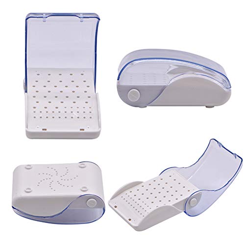 Oral Dentistry Dental Bur Box 60 Holes Plastic Drill Placement Box Dental Tools Dentist Drill Box Sterilizer Case Disinfection Box (2 Pcs)