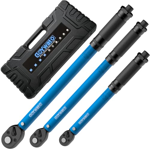 GoYwato Torque Wrench 1/4 Inch 3/8 Inch 1/2 Inch Torque Wrench Set of 20-230 10-140 3-33 N·m, Accuracy ±3%, 72 Teeth, Double Scale Torque Wrench Set for Motorcycles, Bikes, Cars, Trucks Bolts