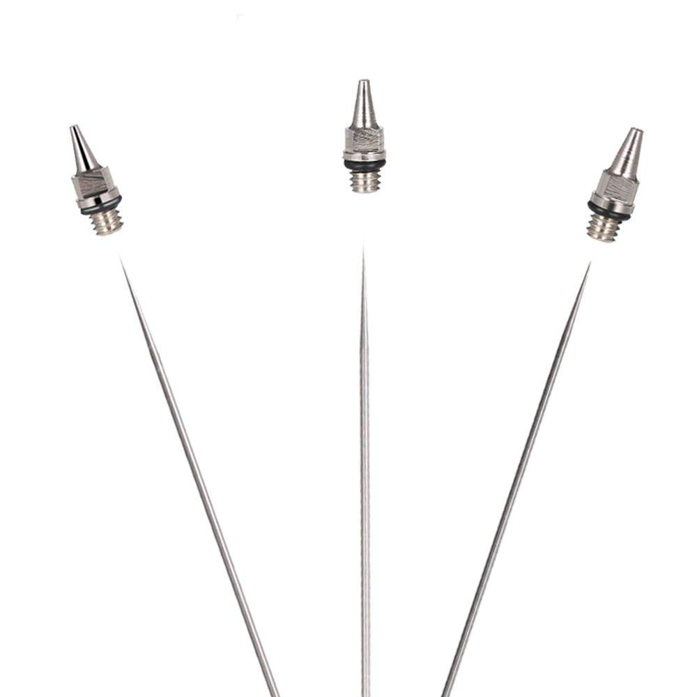 Gocheer Aérographe Accessoires Kit 0,2mm/0,3mm/0,5mm Buse et Aiguille pour Createx Iwata Revell KKmoon Wiltec Timbertech vidaXL Vallejo Wiltec Fengda PASSCHE Silverline Aztek Airbrush
