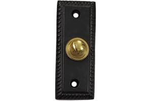 Adonai Hardware Rectangular Georgian Iron Bell Push or Door Bell or Push Button (Black Powder Coated)