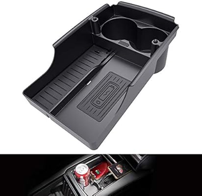 Taptes T Box Tesla Model Sx Wireless Qi Phone Charger Organizer Box With Cup Holder And Charging Cable Center Console Storage Tray Charger Pad