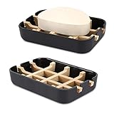 Fufengz Bamboo Wooden Soap Dishes for Bathroom Bar