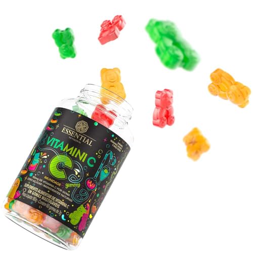Vitamini C Gummy (150g - 60 unidades), Morango, Maçã-Verde e Manga, Essential Nutrition