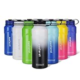 SUCFORST Water Bottle, 2 Extra Accessories - Vacuum Insulated Stainless Steel Wide Mouth Mug, Hot & Cold - Powder Coated Double - Walled Flask for Sports (36 oz, Milky White/Black)