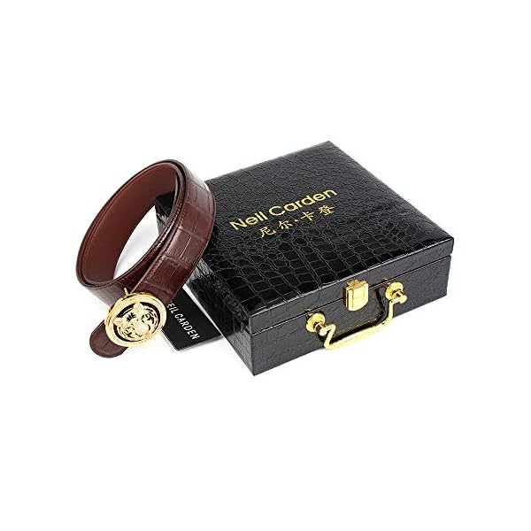 Neil Carden Crocodile Leather Belts for Men Gold Plated with Pure Silver Plate Buckle Belt 403 - Image 3