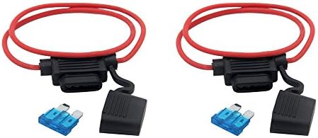 ZOOKOTO Inline Fuse Holder, ATC/ATO 16 AWG Gauge Copper Wire Car Auto Blade Fuse Waterproof with 15 AMP Fuse(2 Pack）