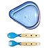 Baby Dipper Feeding Set, Blue - New Larger 6-ounce Non-slip Bowl, Easy One-handed Use with Babies or Toddlers