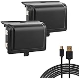 MoKo Battery Pack for Xbox One Controller, [2 Pack] 1200mAh Rechargeable Battery Packs Charging Station with 3M USB Charging Cable for Xbox One One S One X Xbox One Elite Controllers – Black