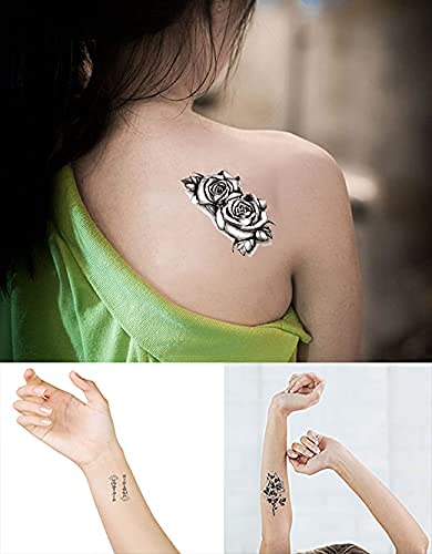 60 sheets temporary tattoo fake tattoos waterproof and long lasting, butterfly rose moon sugar skull mix and match style small arm thigh children\'s tattoos, suitable for children girls adult men and women