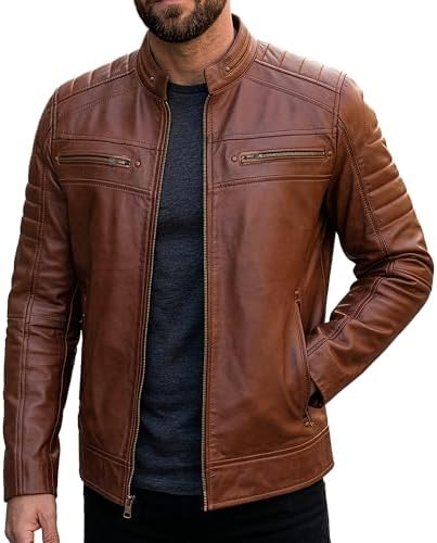 BGSD Men Brady New Zealand Lambskin Leather City Jacket at Amazon