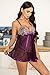 Avidlove Women Plus Size Lingerie Lace Babydoll Mesh Chemise Strap Sleepwear Nightgown Purple 3XL