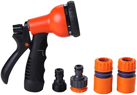 Jefferson Garden Hose Nozzle Garden Water Gun Heavy Duty 8 Pattern Sprayer High Pressure For Carwash Pet Shower Spraying Plants (Orange)