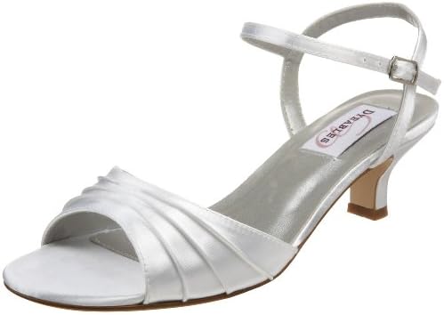 Dyeables Women's Brielle Ankle-Strap Sandal,White Satin,7 M US