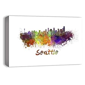 Canvas Wall Art Watercolor Abstract Ink Splash Painting Artwork for Home Prints Framed - 12x18 inches