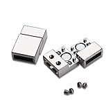 Linsoir Beads Brass Flat Magnetic Clasp 3X10MM Hole Magnetic End Cap for Flat Leather Cords Silver Plated 10 Pcs/lot