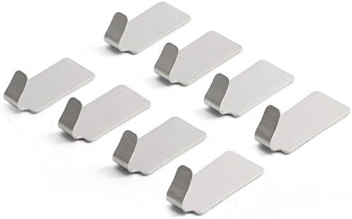 8 Pieces,3M Self Adhesive Hooks, SUS 304 Stainless Steel Towel Hooks, Super Power Heavy Duty Wall Mount Coat Hook Rack, No Drill No Screw, Waterproof, for Kitchen Bathroom Toilet