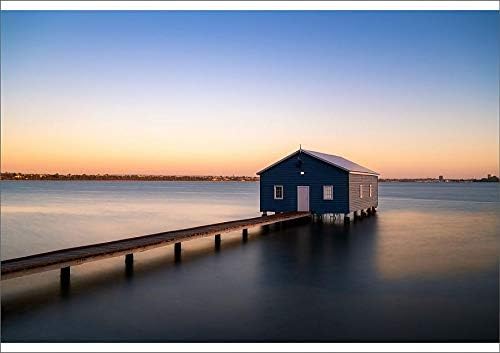 Amazon Com A2 Poster Of Sunset Over Blue Boathouse In The Swan