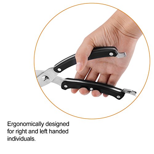 Kitchen Scissors Heavy Duty Stainless Steel Spring Loaded Shears Sharp Blade Safety Clip Rust Free Comfortable Handle- Great for Poultry, Fish, Chicken, Beef, BBQ, Herbs & Plastic