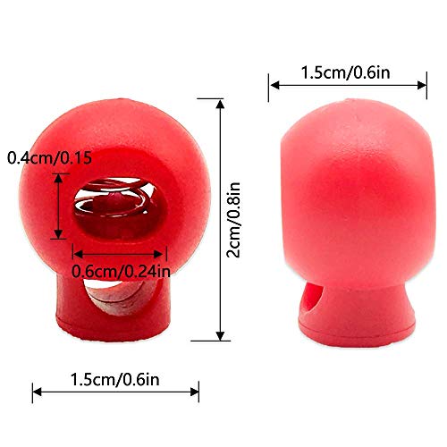 ACKLLR 60 Pcs Plastic Cord Locks, Single Hole End Spring Toggle Stopper Slider for Drawstring Backpack Rucksack Craft Supplies - 6 Colors,Round Ball Shape
