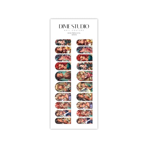 Baddie Princess Nail Decals Tattoo Princess Girly Nail Art Water Transfer Nail Wraps Nail Supplies (30MM Shorty)