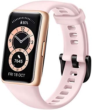 HUAWEI Band 6 Fitness Tracker Smartwatch for Men Women, 1.47â€™â€™ AMOLED Color Screen, All Day Spo2 and Heart Rate Monitoring,2 Week Battery Life,5ATM Waterproof, Global Version,Pink