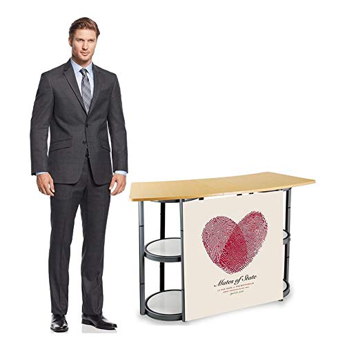 Quick Installation 55.1"Round Portable Aluminum Spiral Tower Portable Counter Display Stand Trade Show Podium Table Exhibition Counter Stand with Display Banner (White, Stand Only)