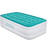 BAYKA Inflatable Airbed Queen/Twin XL Size, Raised Elevated Blow up Air Mattress for Guests, Soft Flocked Top & Premium Sleeping Support