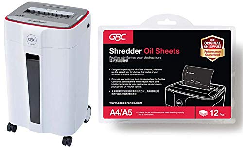 GBC ShredMaster 31SX Cross Cut Shredder + GBC Shredder Oil Sheets A5, Pack of 12 (Bundle)