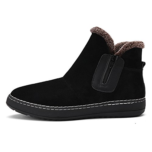 Janice Davis Handmade Cow Suede Men Boots Winter Slip on Keeping Warm Snow Boots Side Zipper Furry Flats Ankle Boots Black 8.5 Janice Davis Handmade Cow Suede Men Boots Winter Slip on Keeping Warm Snow Boots Side Zipper Furry Flats Ankle Boots Black 8.5
