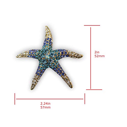 ZUOZUOYA Lovely Sea Animal Lapel Pins for Women - 4Pcs Colorful Crystal Rhinestones Marine Animals as Starfish,Seahorse,Sea Turtle Brooch Pins with Gold Tone - Great for Wife,Sisters and Friends