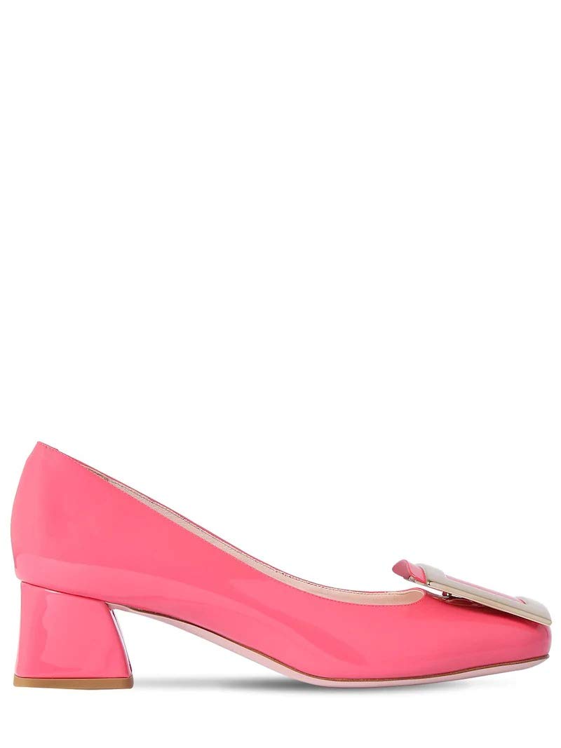 Roger Vivier Tres Vivier Pink Patent Leather 45MM Pumps New/Authentic
