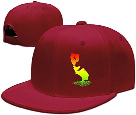 Colouful Rasta Colors California Bear Roots Map Men's Flat Billed Baseball Cap