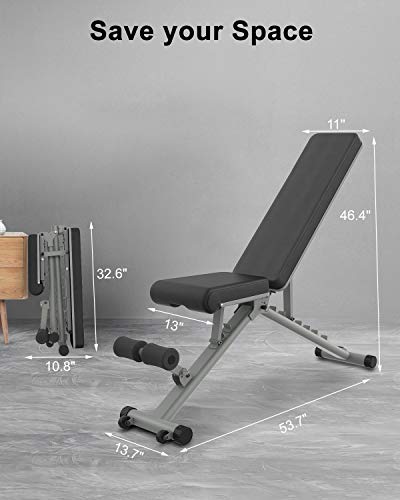 BARWING YouTen 4way Adjustable Bench Full Body Workout Decline/Flat/Incline Bench for Home Gym Gray