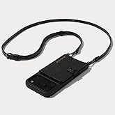 Bandolier Mila Crossbody Wallet Phone Case [MagSafe Compatible] for iPhone 17 Pro Max. 100% Genuine Pebble Leather. Adjustable & Removable Strap. Black with Pewter Hardware